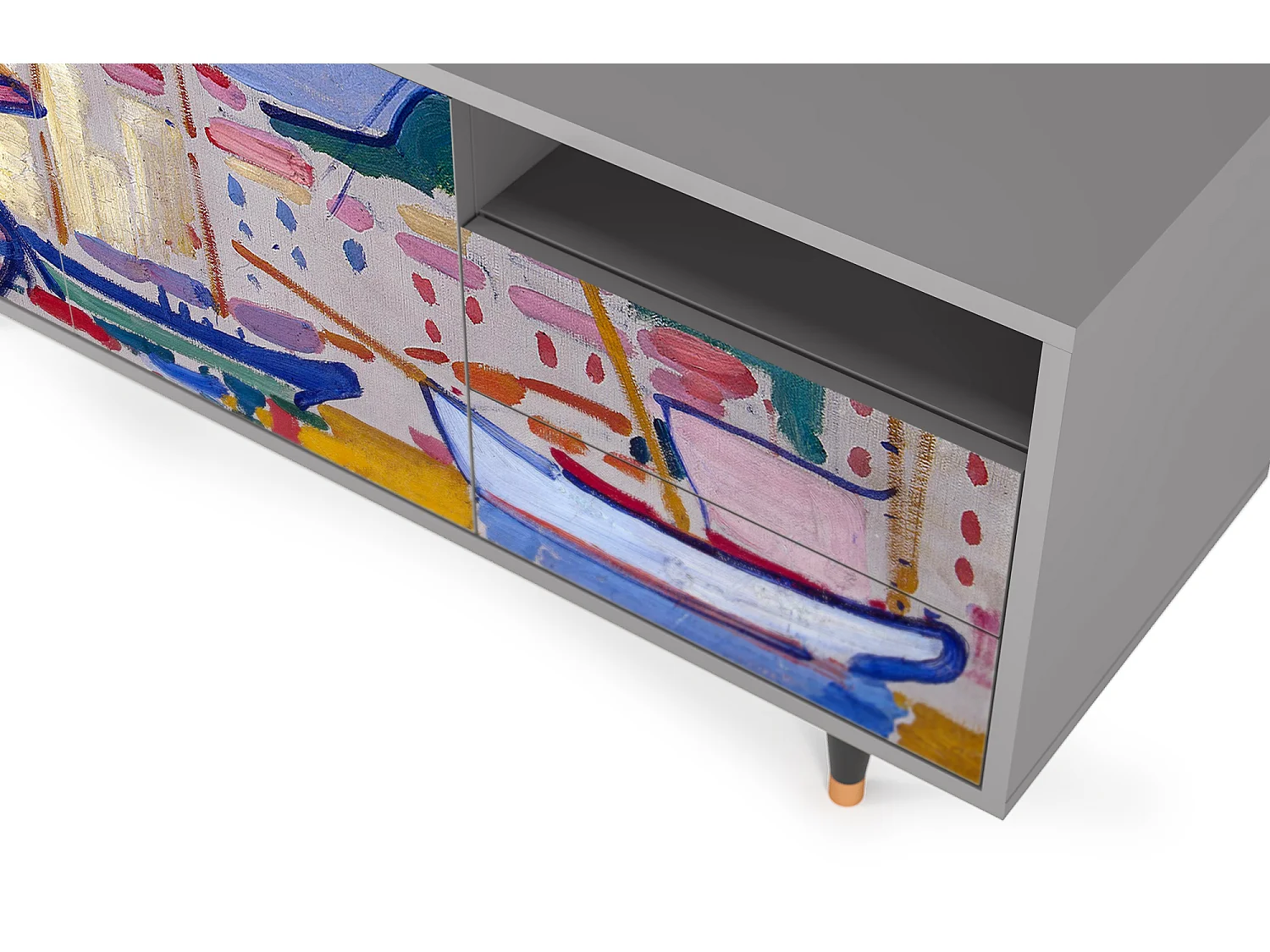 Meuble TV - 125х56х41 cm - T7 - The Port of Collioure , Gris