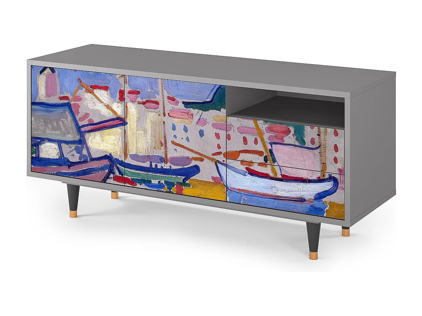 TV-meubel - 125х56х41 cm - T7 - The Port of Collioure , Grijs