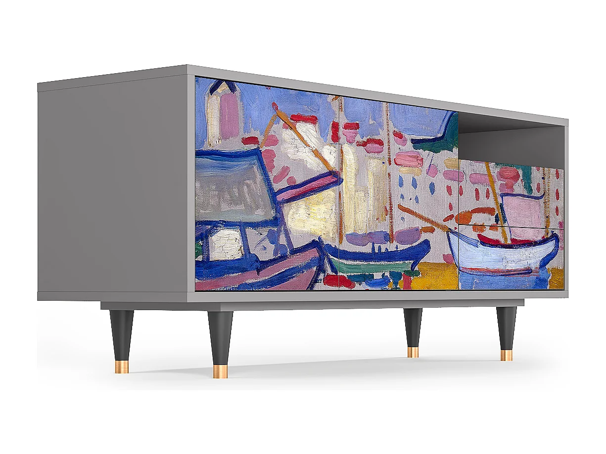 TV-meubel - 125х56х41 cm - T7 - The Port of Collioure , Grijs