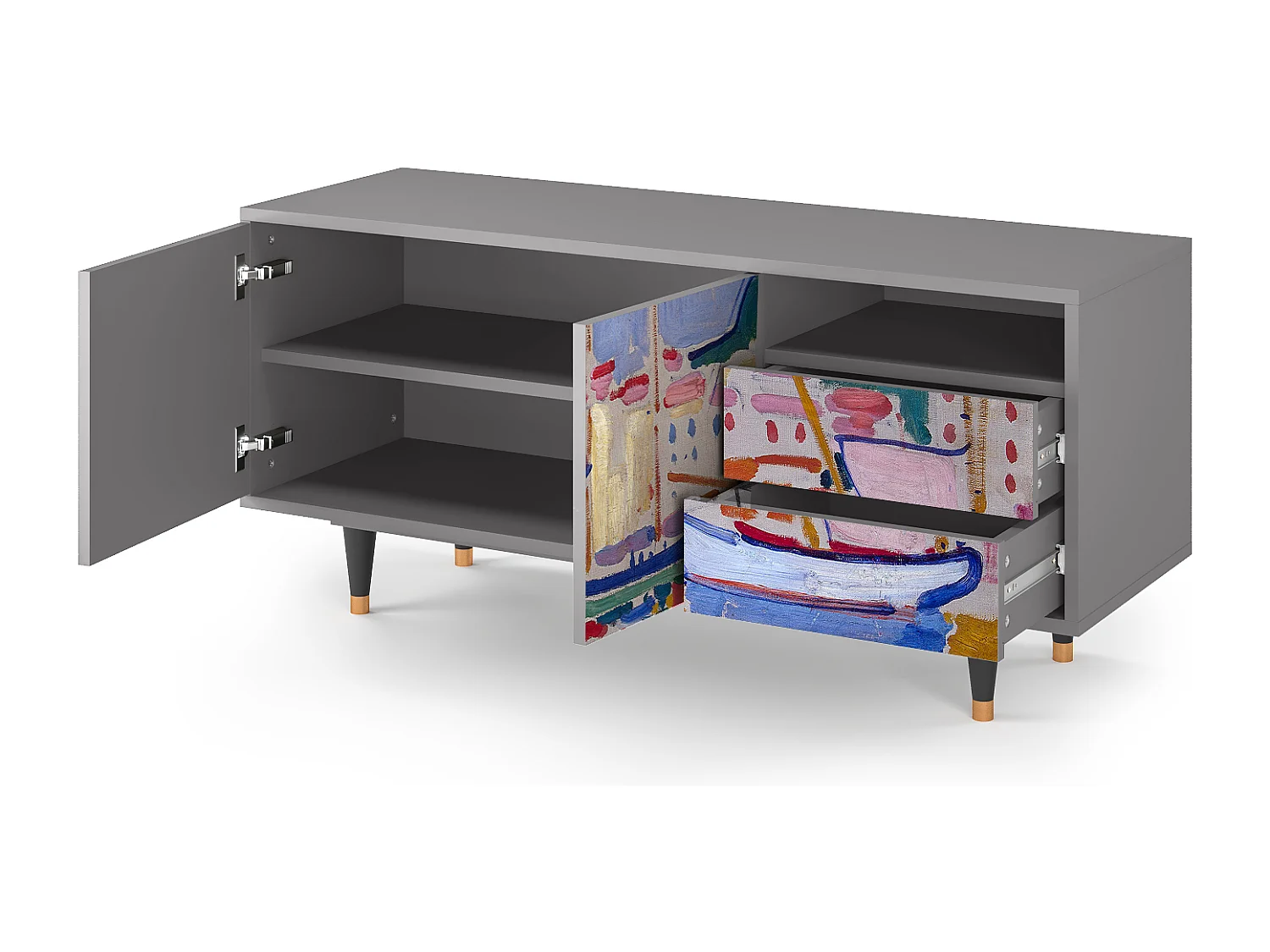 TV-meubel - 125х56х41 cm - T7 - The Port of Collioure , Grijs