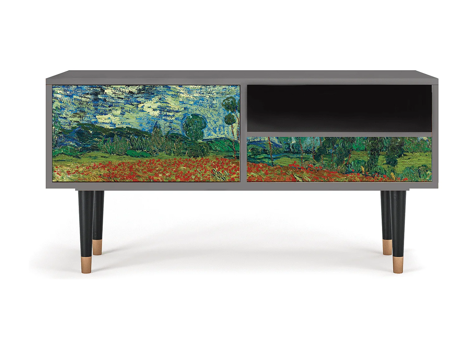 TV-meubel - 115х59х48 cm - T3 - Poppy field by van Gogh, Grijs