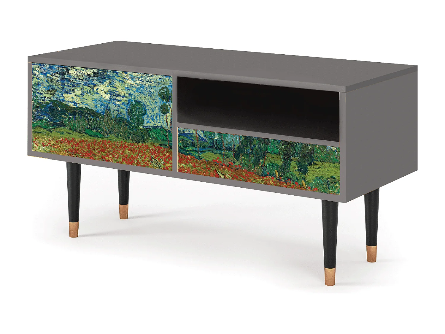 TV-meubel - 115х59х48 cm - T3 - Poppy field by van Gogh, Grijs