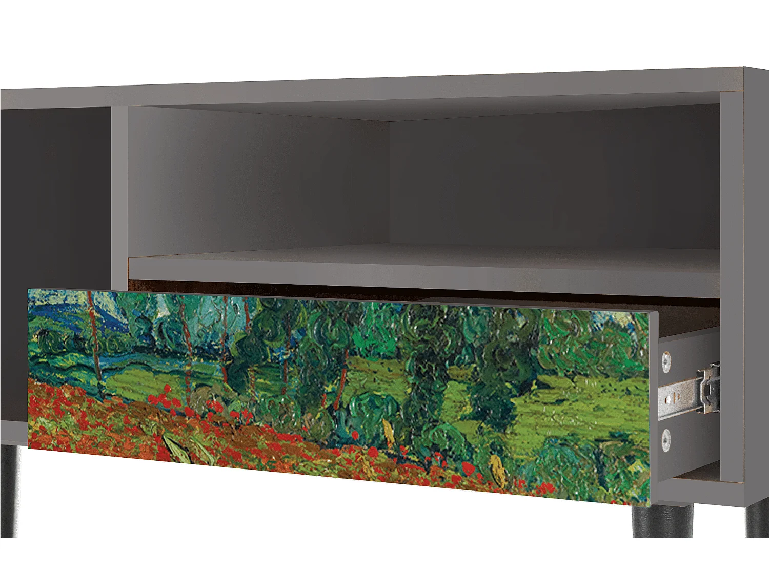 TV-meubel - 115х59х48 cm - T3 - Poppy field by van Gogh, Grijs