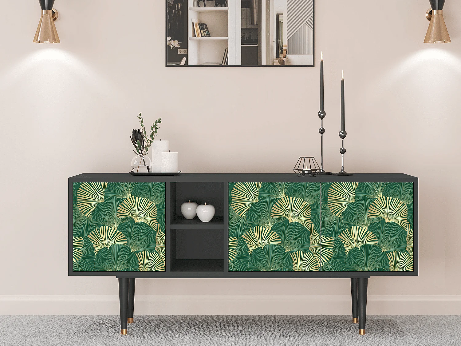 TV-meubel - 150х69х41 cm - T5 - Gold Ginkgo, Antraciet