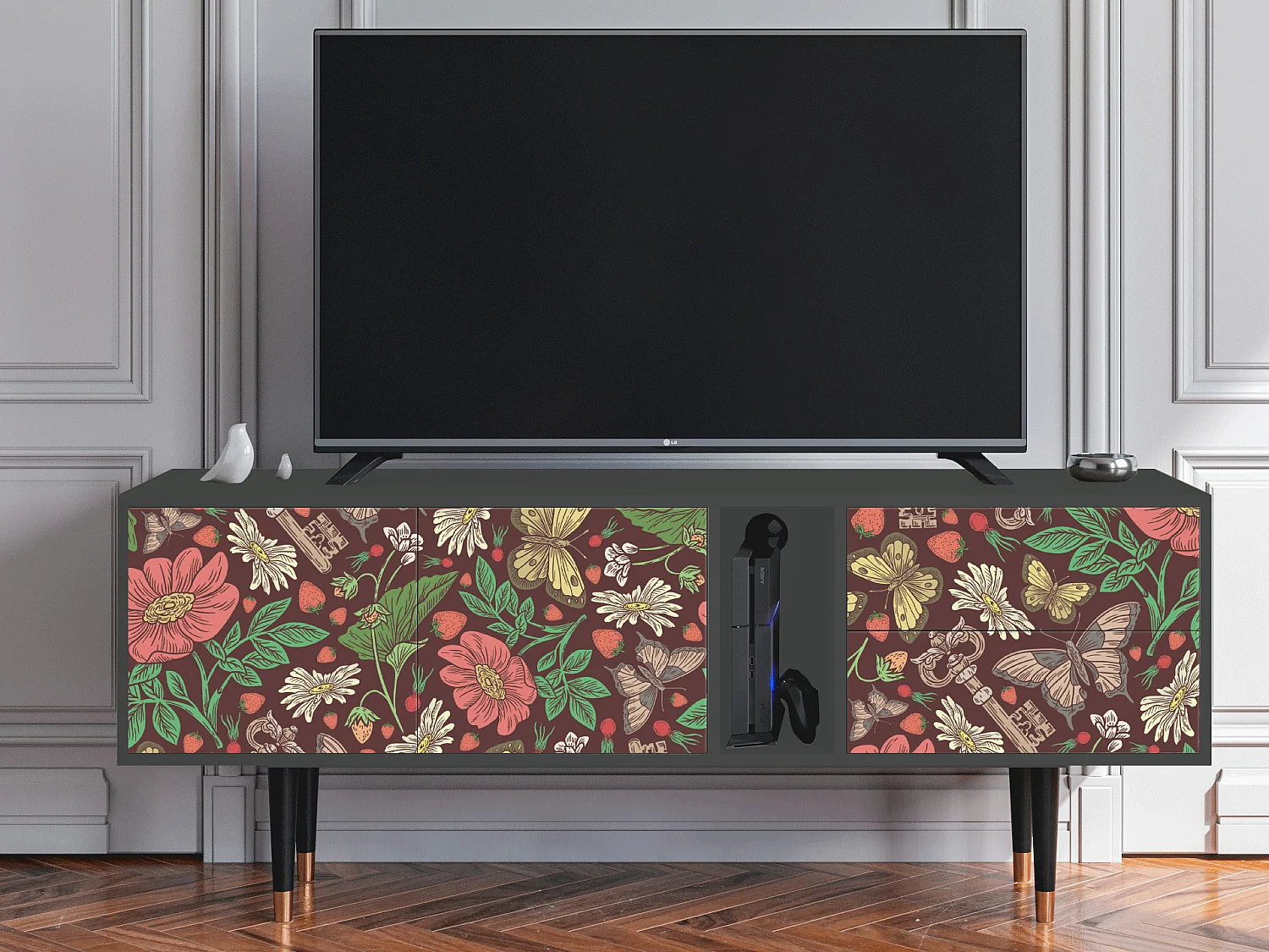 Meuble TV - 170х69х48 cm - T1 - Alice in Wonderland, Anthracite