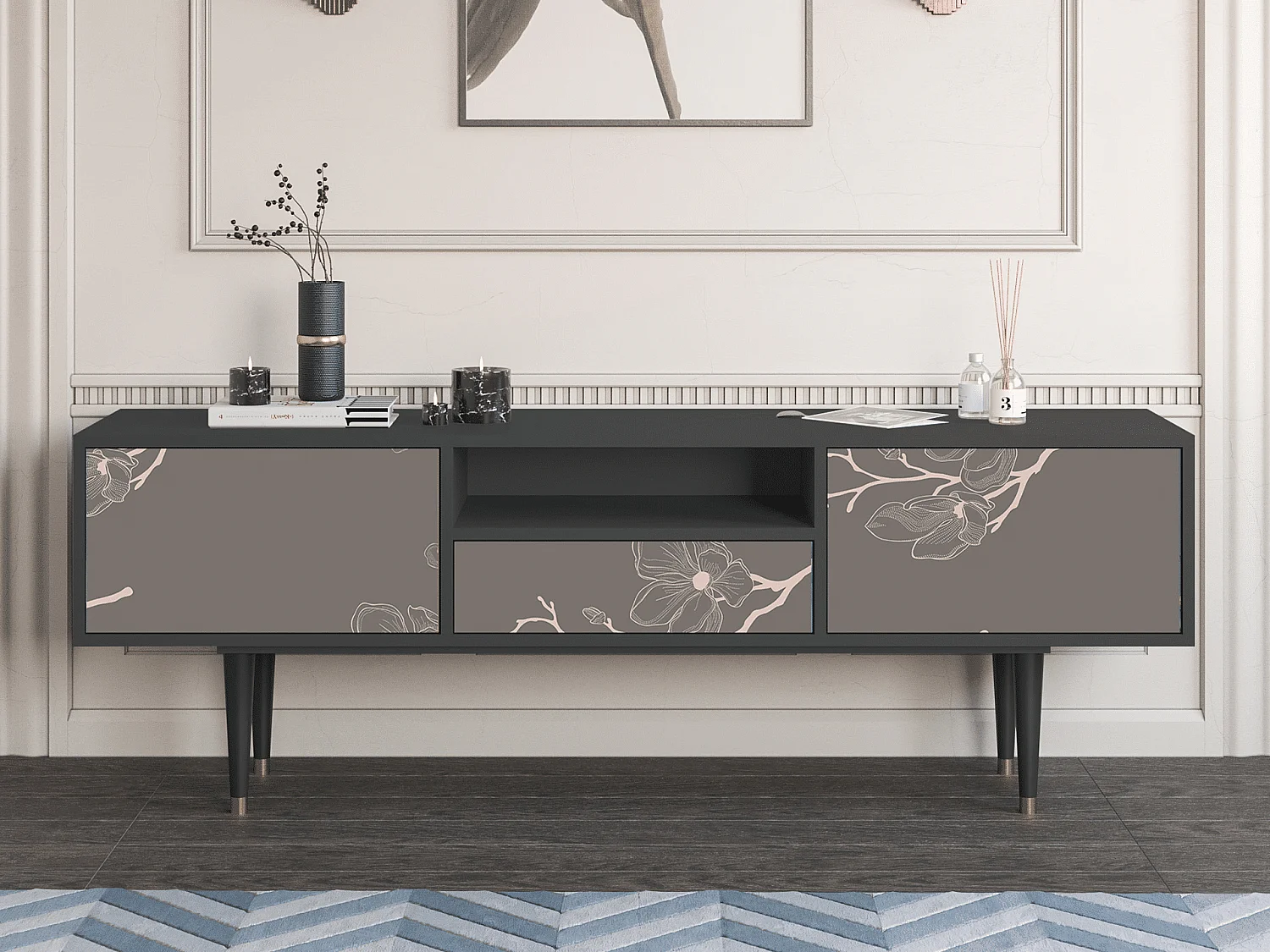 Meuble TV - 170х59х41 cm - T6 - Cherry Blossom, Anthracite