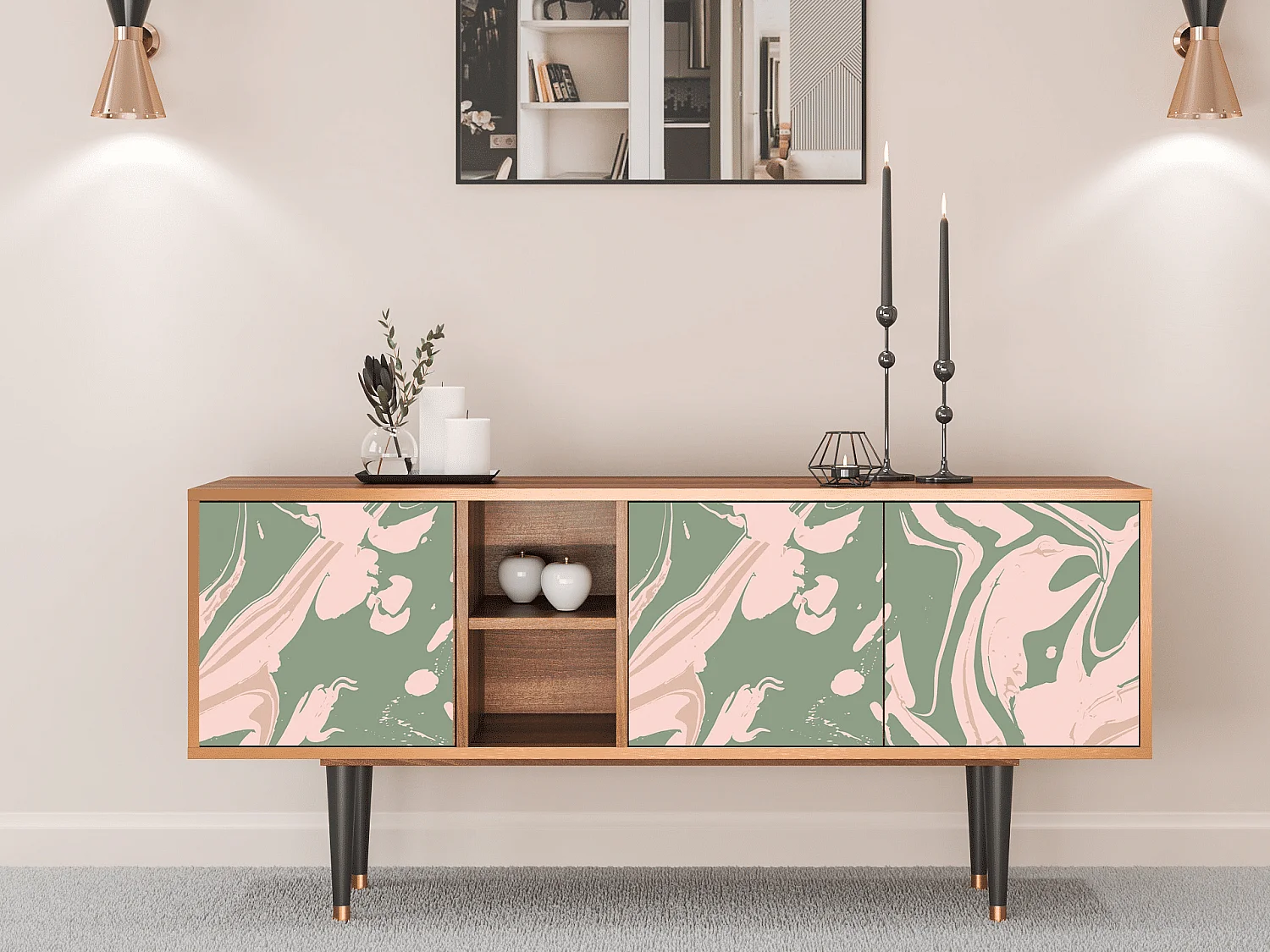 Meuble TV - 150х69х41 cm - T5 - Aquarelle, Noyer