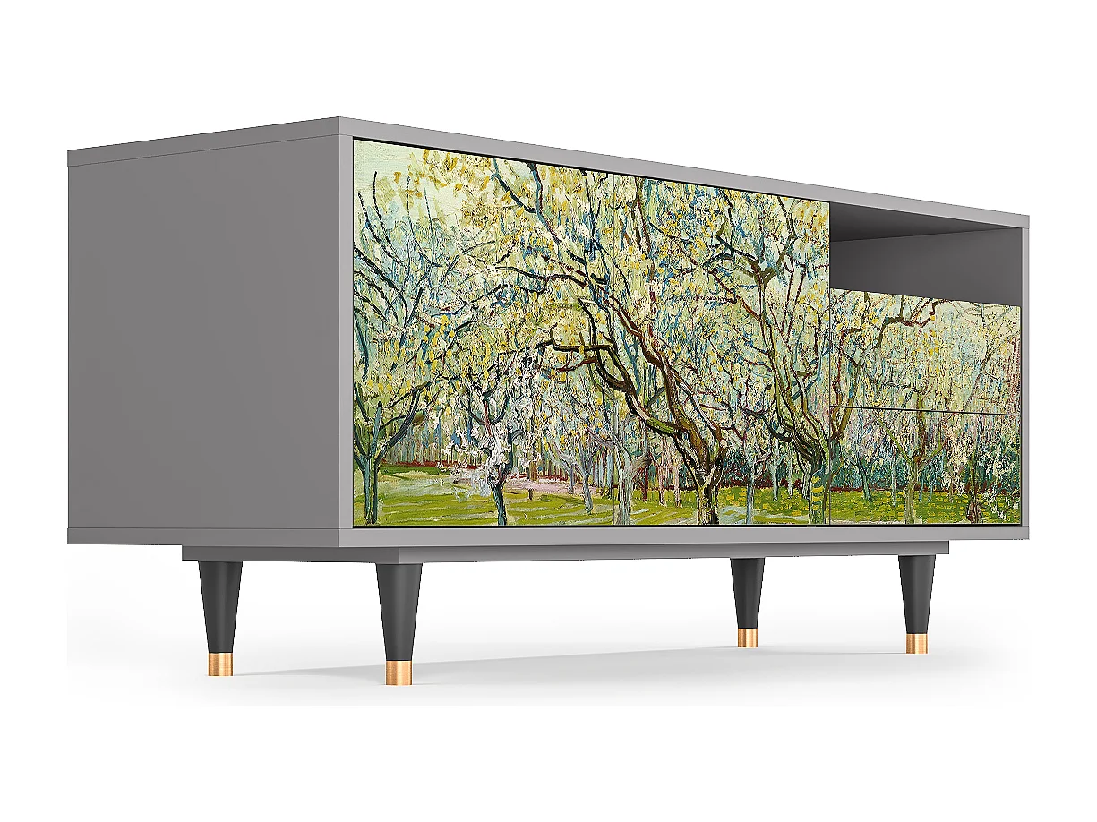 Meuble TV - 125х56х41 cm - T7 - The Blanc Orchard, Gris