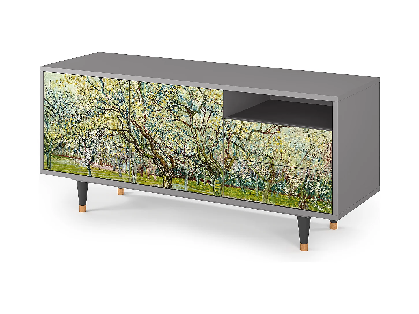 Mobile TV - 125х56х41 cm - T7 - The Bianco Orchard, Grigio