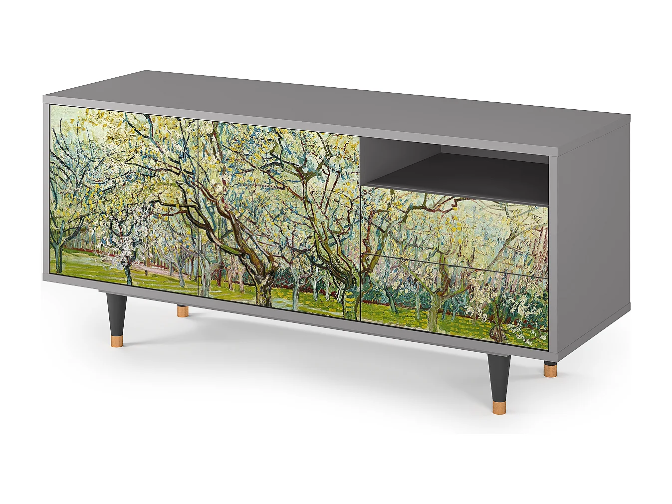 Mobile TV - 125х56х41 cm - T7 - The Bianco Orchard, Grigio