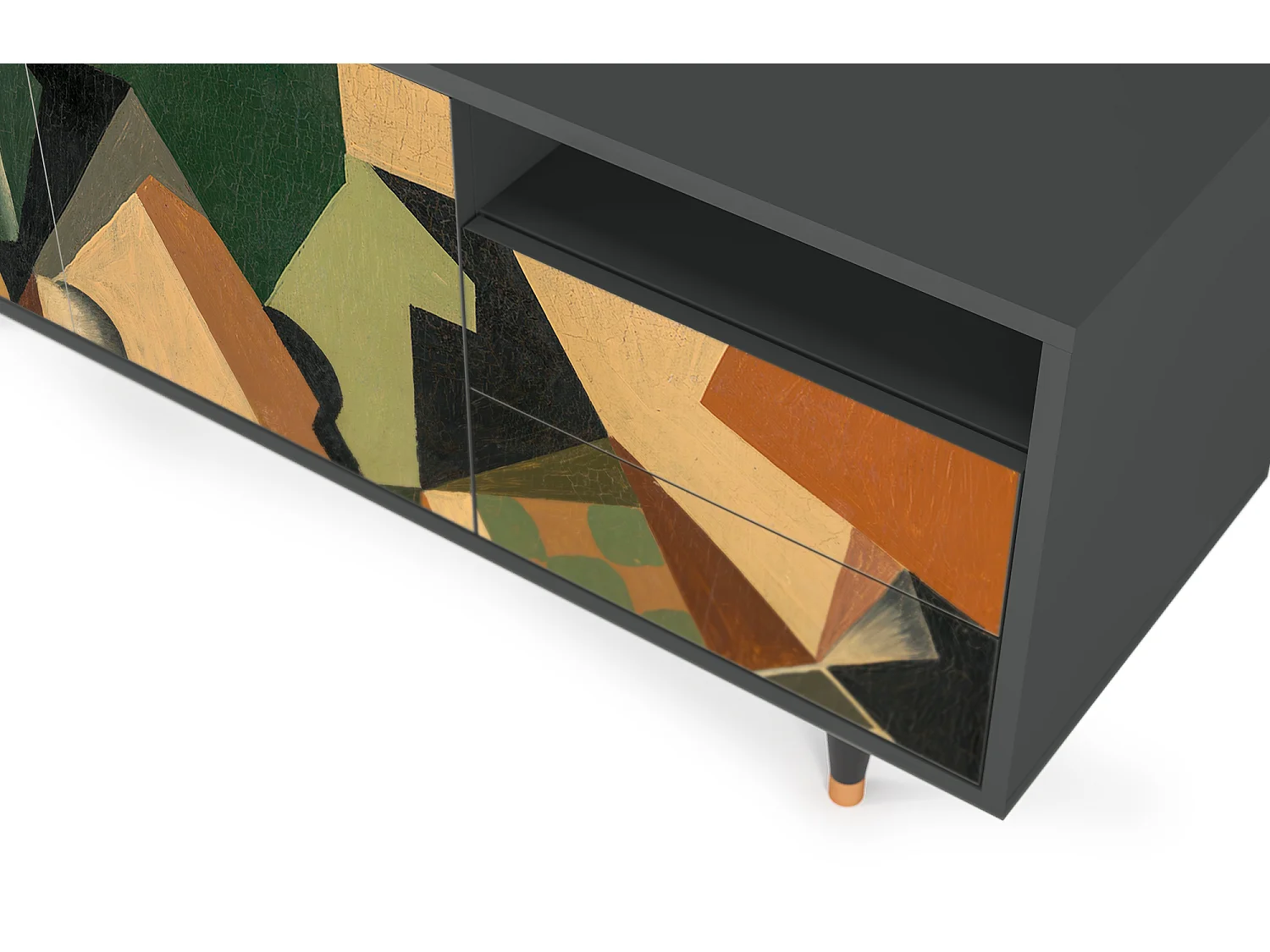 Szafka RTV - 125х56х41 cm - T7 - Glass and Checkerboard, Antracyt