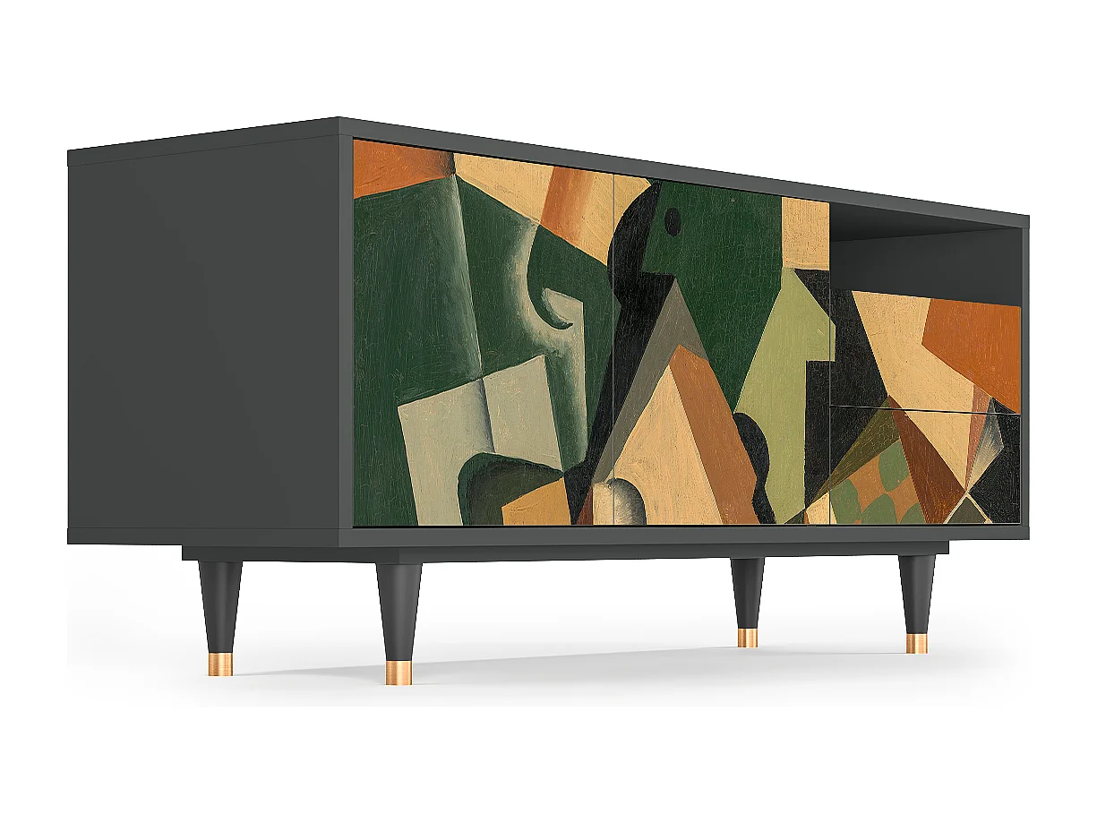 TV-Möbel - 125х56х41 cm - T7 - Glass and Checkerboard, Anthrazit