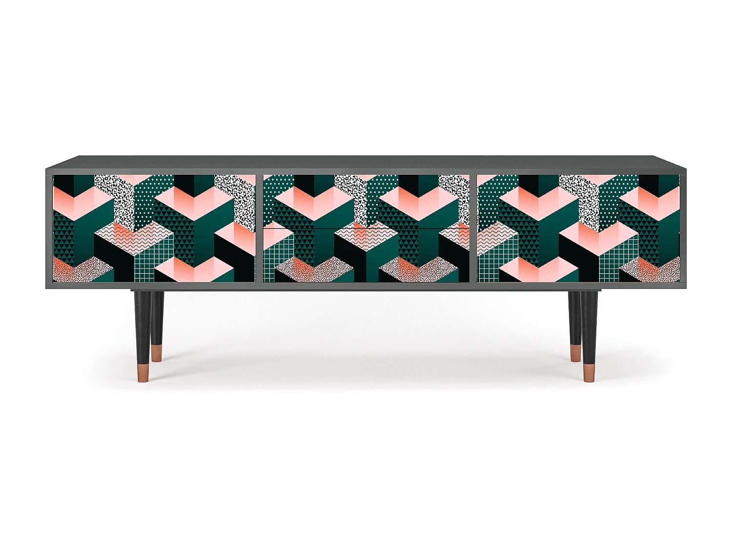 Mueble de TV - 170х59х48 cm - T4 - Geometric Madness, Antracite