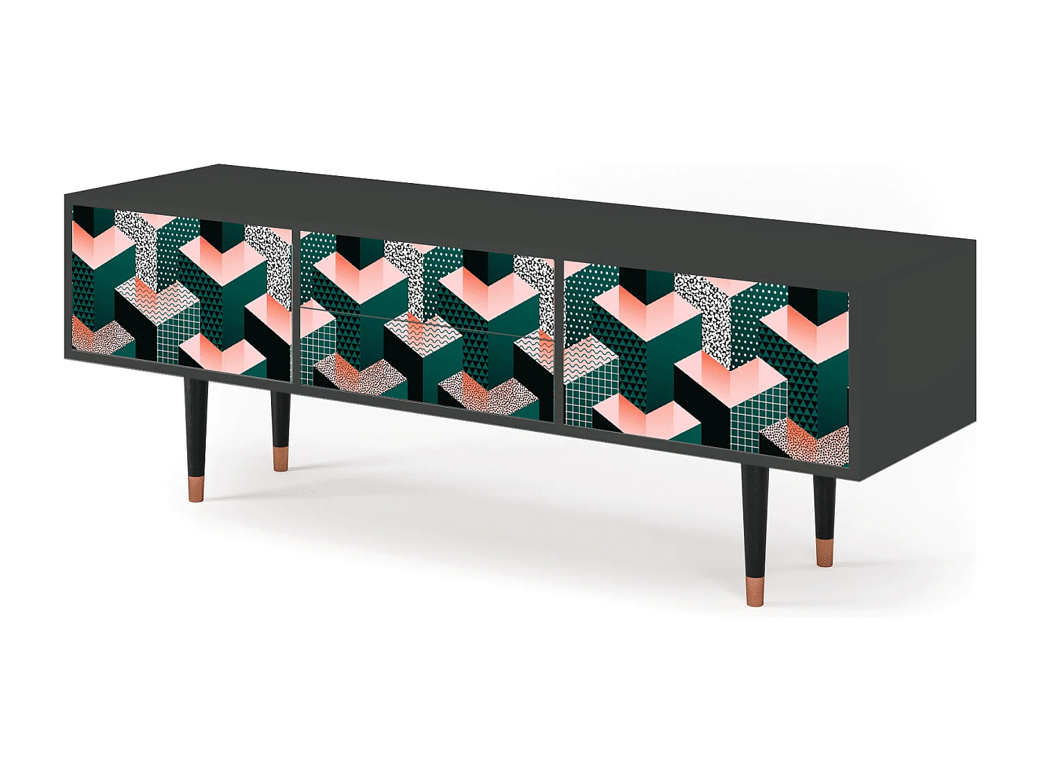 Mueble de TV - 170х59х48 cm - T4 - Geometric Madness, Antracite