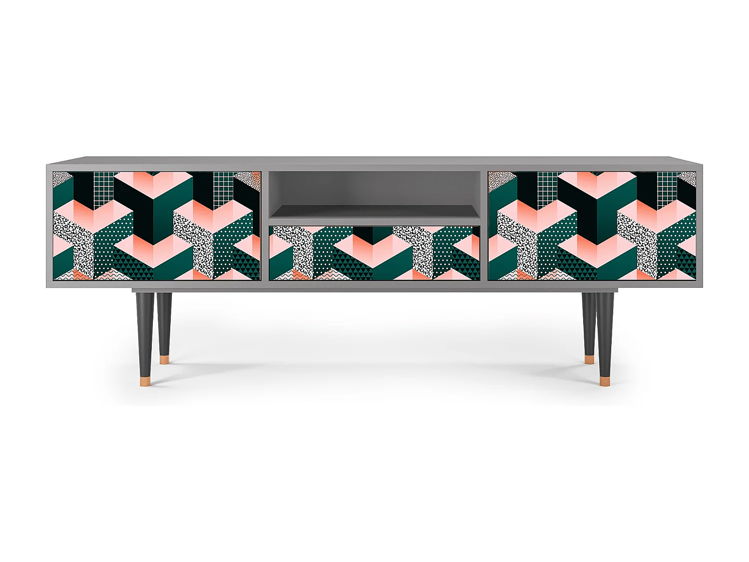 Meuble TV - 170х59х41 cm - T6 - Geometric Madness, Gris