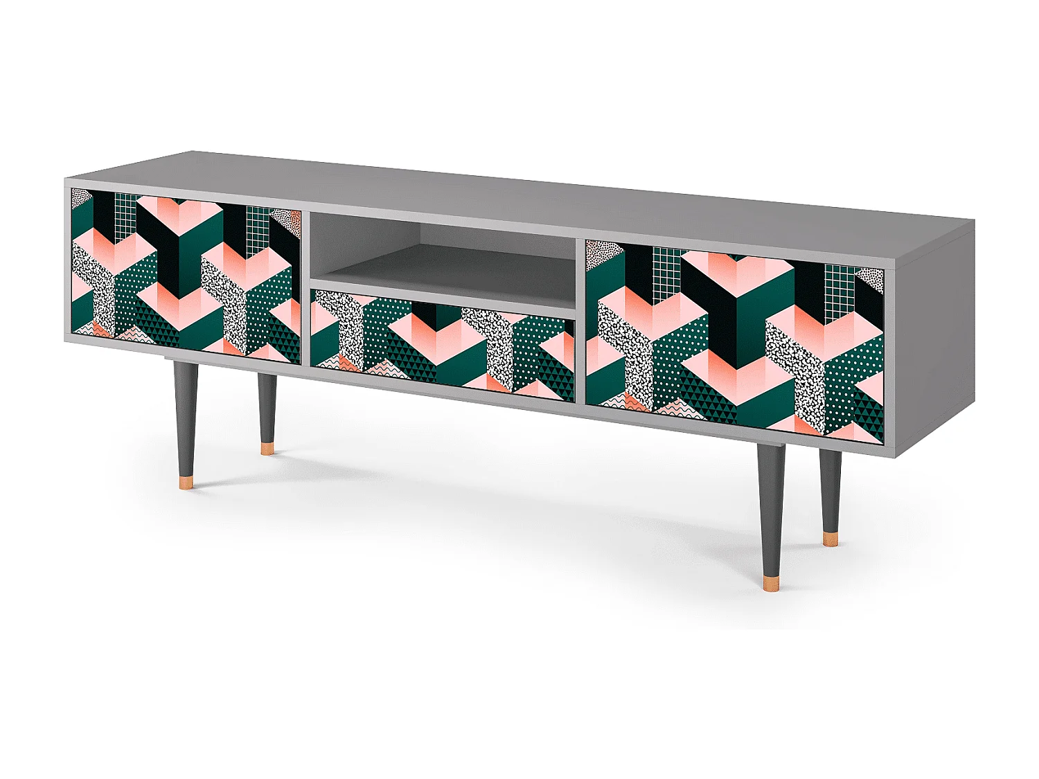 Meuble TV - 170х59х41 cm - T6 - Geometric Madness, Gris