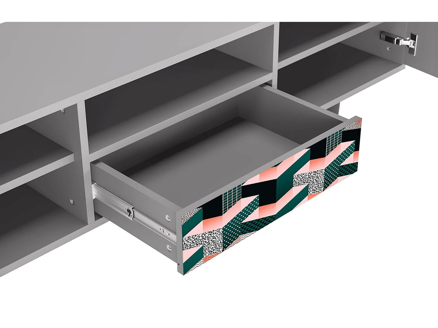 Meuble TV - 170х59х41 cm - T6 - Geometric Madness, Gris