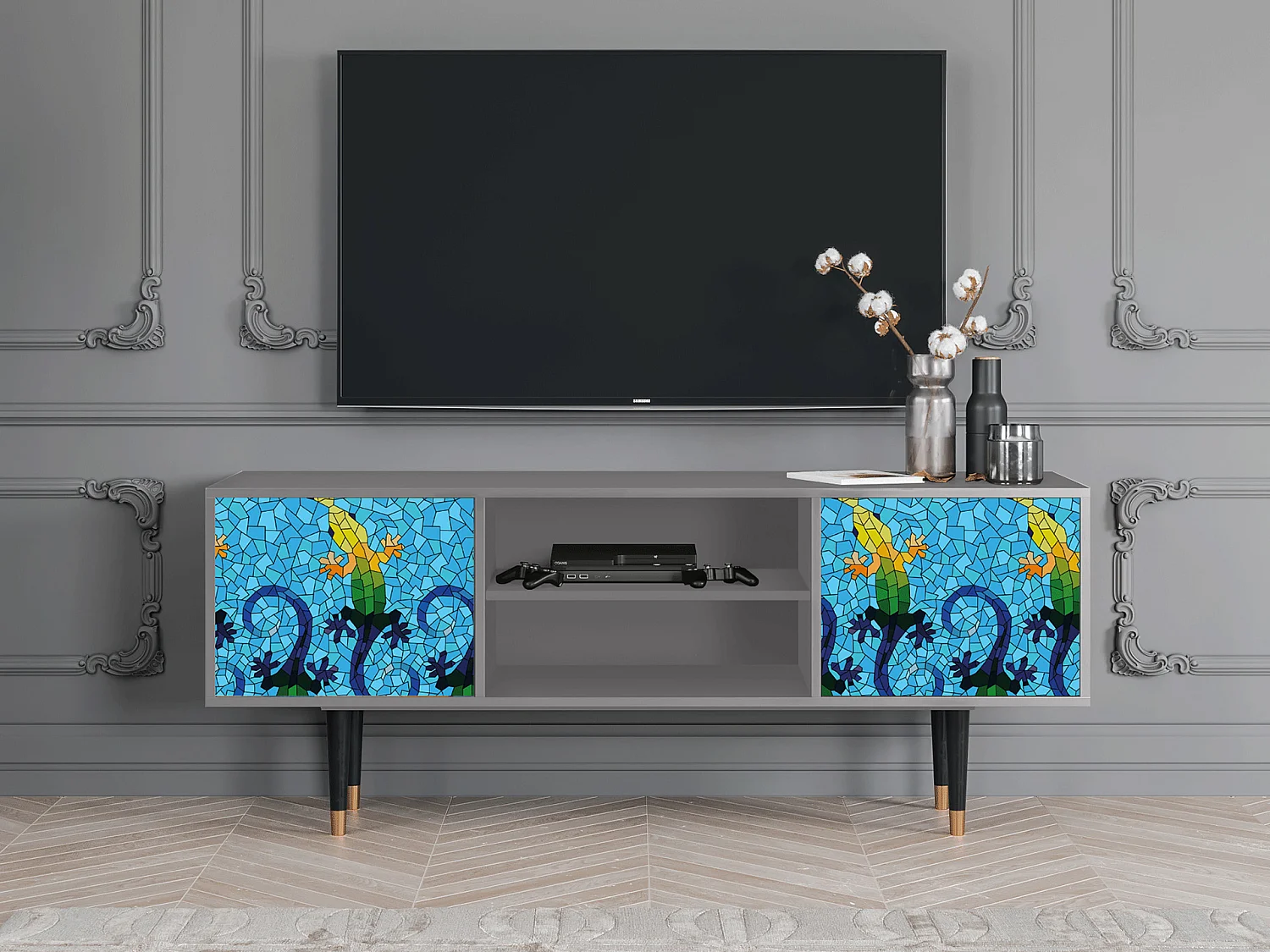 TV-Möbel - 170х69х48 cm - T2 - Gaudi's Lizard, Grau