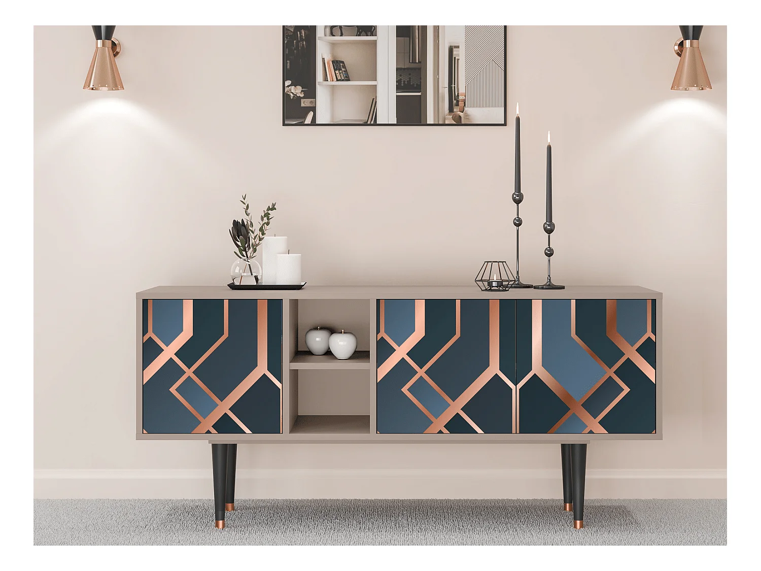 Meuble TV - 150х69х41 cm - T5 - Ashy 1920', Latte