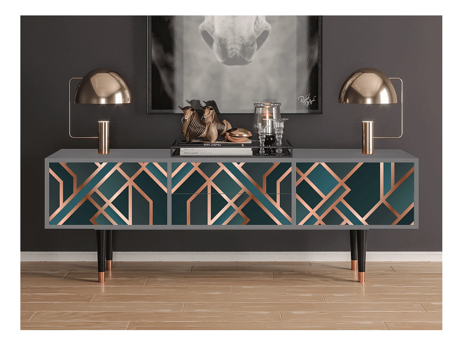 Mobile TV - 170х59х48 cm - T4 - Bronze Crossroad, Grigio