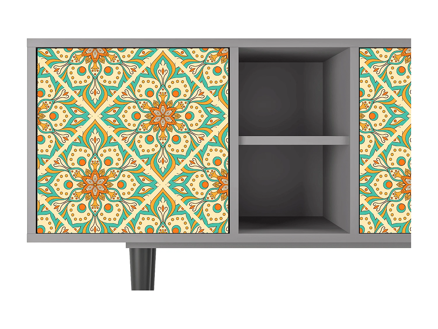 Mueble de TV - 150х69х41 cm - T5 - Hindu Daisy, Cinza