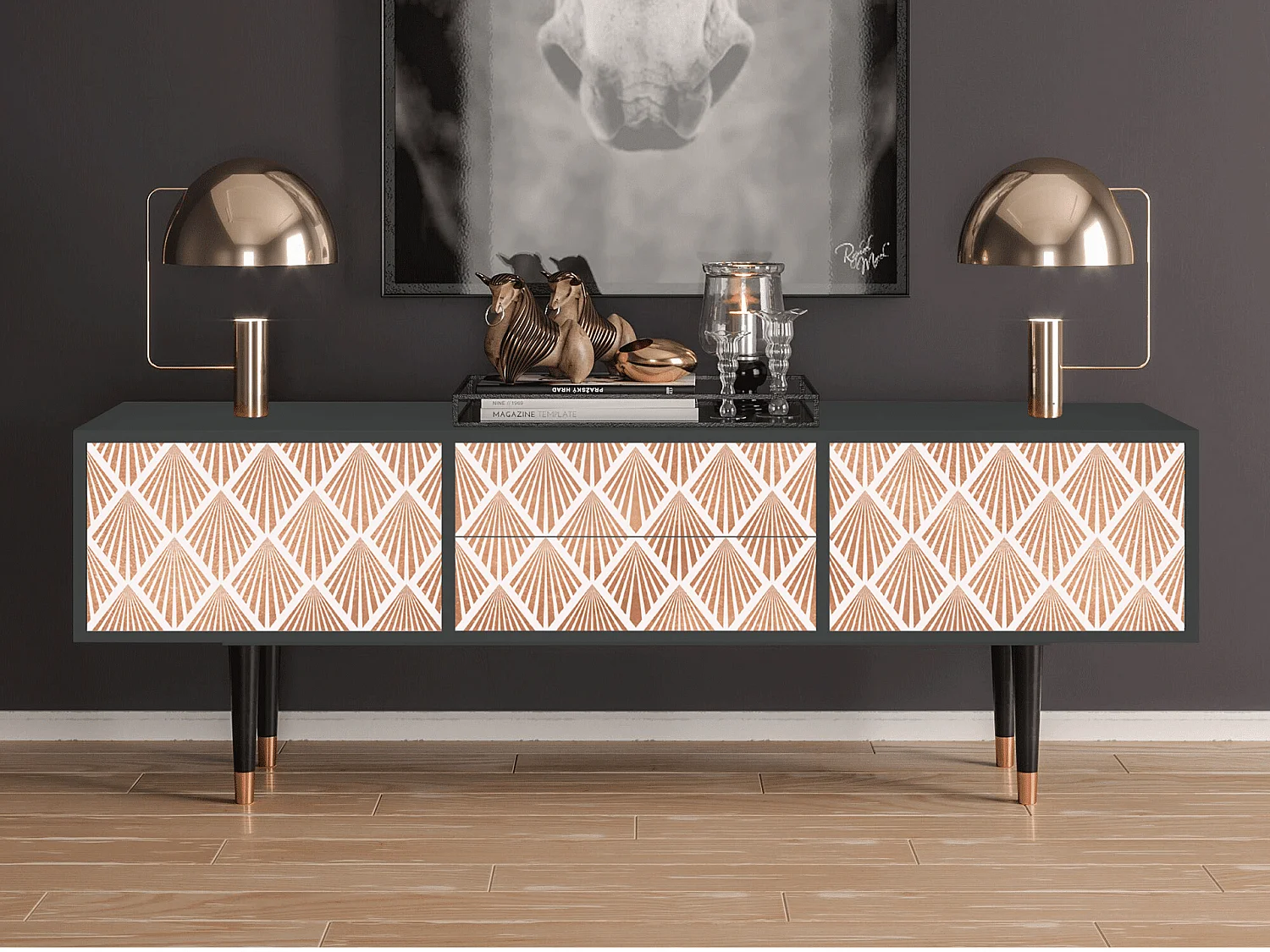 Meuble TV - 170х59х48 cm - T4 - Pastel Sunrise, Anthracite