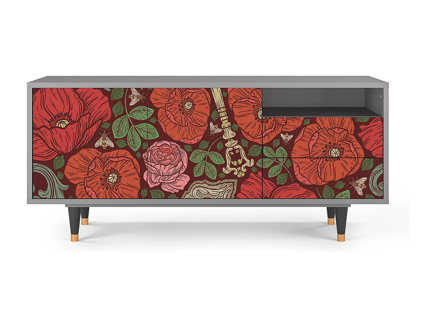 TV-Möbel - 125х56х41 cm - T7 - Poppy Garden, Grau