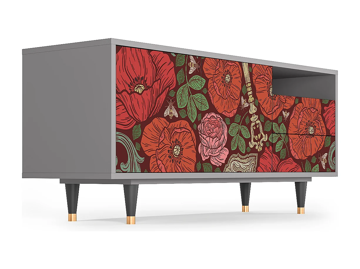 TV-Möbel - 125х56х41 cm - T7 - Poppy Garden, Grau