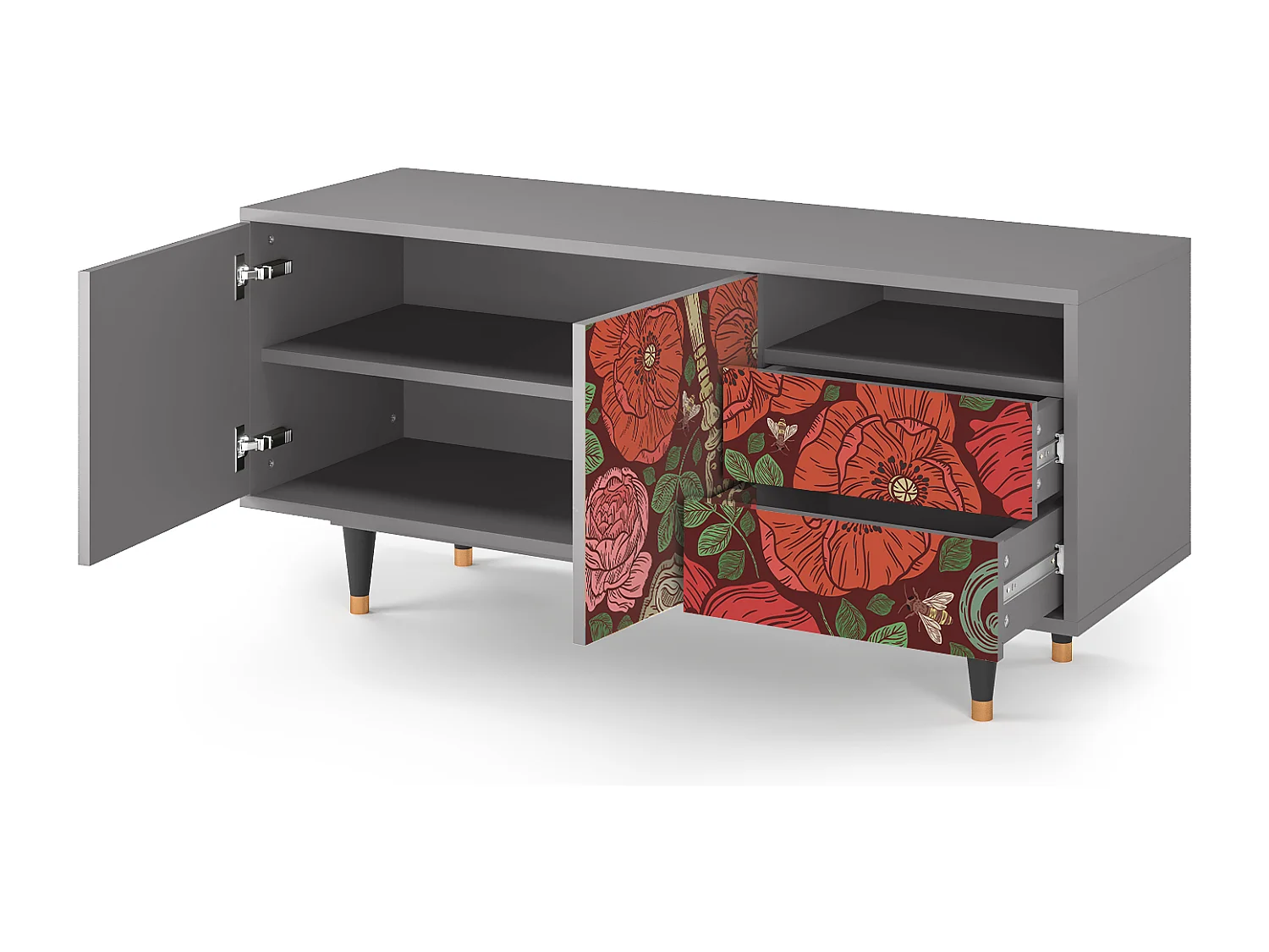 TV-Möbel - 125х56х41 cm - T7 - Poppy Garden, Grau