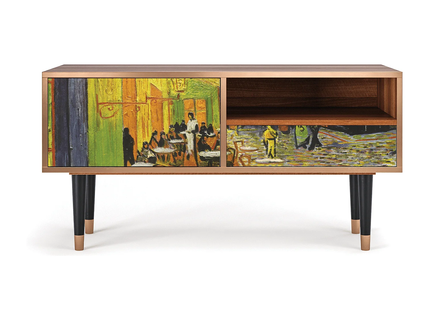 Meuble TV - 115х59х48 cm - T3 - Café Terrace at Night, Noyer