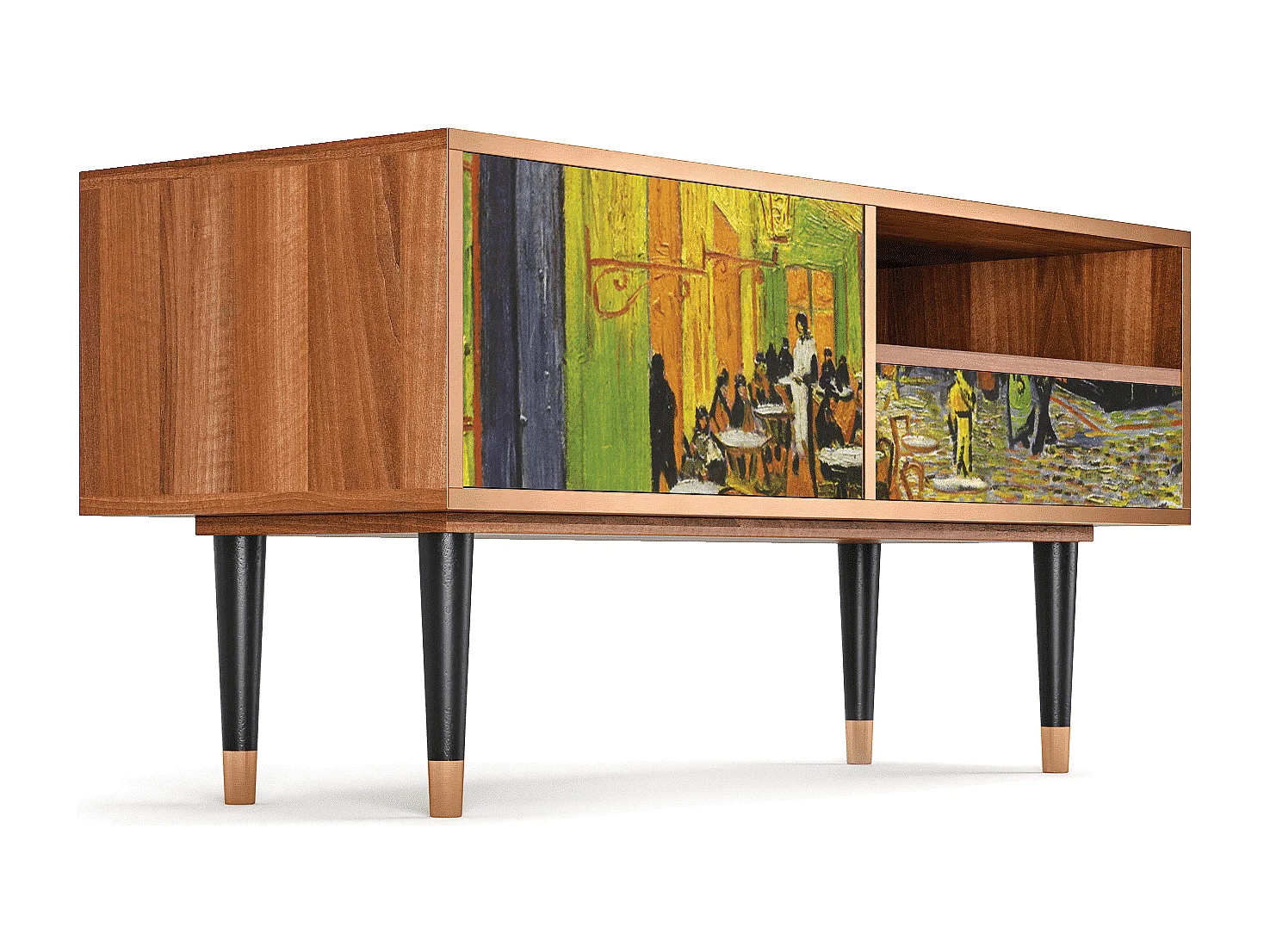 Meuble TV - 115х59х48 cm - T3 - Café Terrace at Night, Noyer