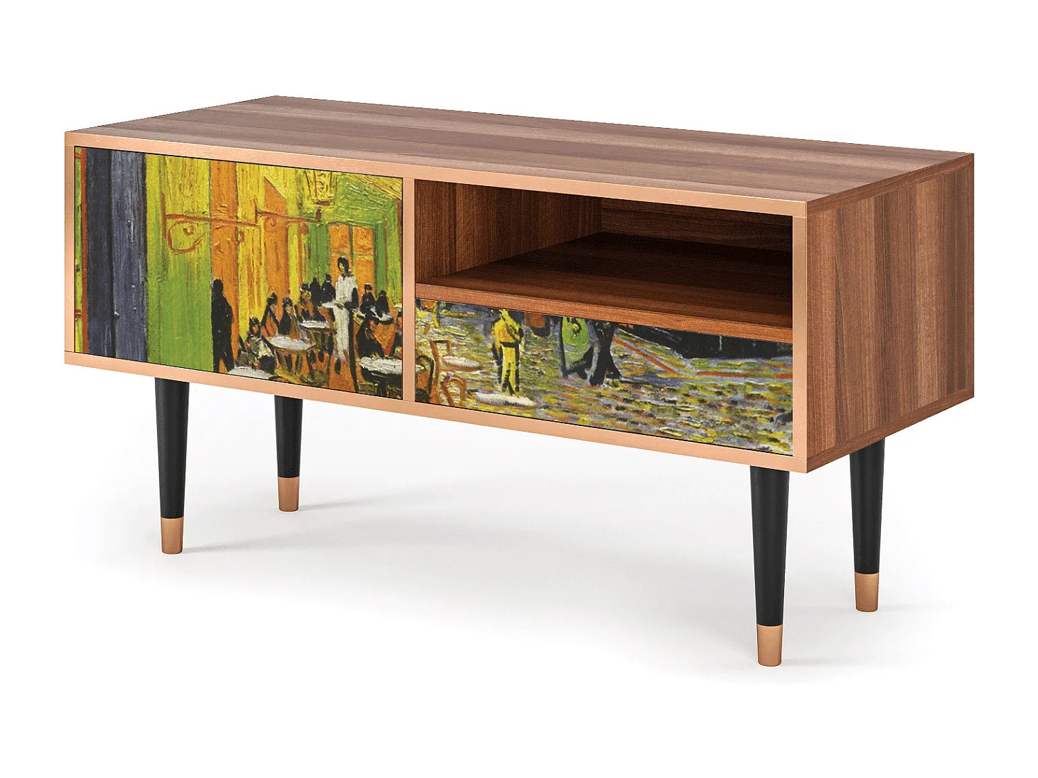 Meuble TV - 115х59х48 cm - T3 - Café Terrace at Night, Noyer