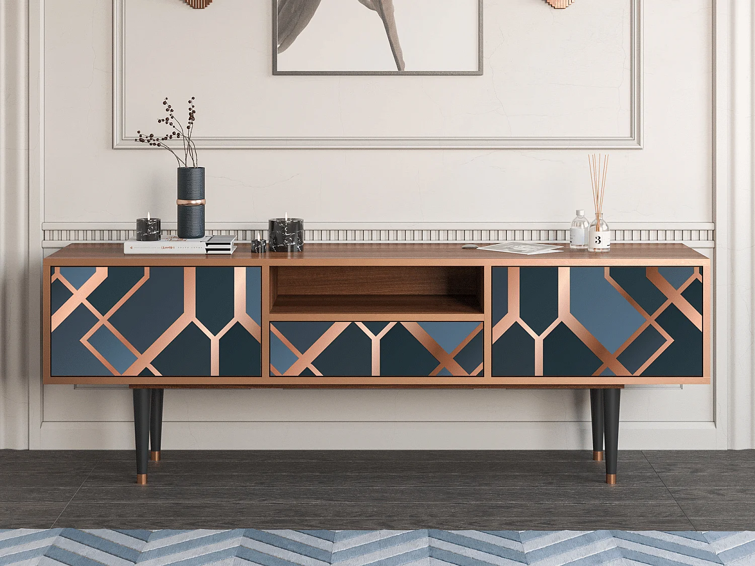 TV-Möbel - 170х59х41 cm - T6 - Ashy 1920', Walnuss