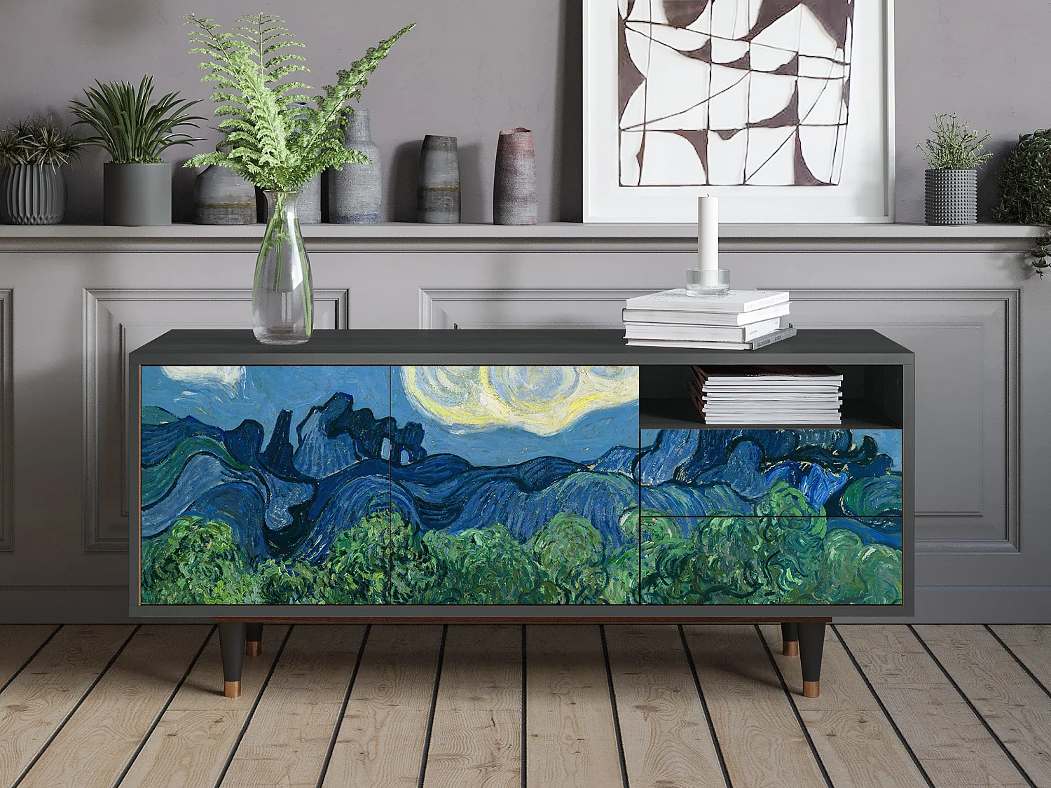 Mueble de TV - 125х56х41 cm - T7 - The Oil Trees, Antracita