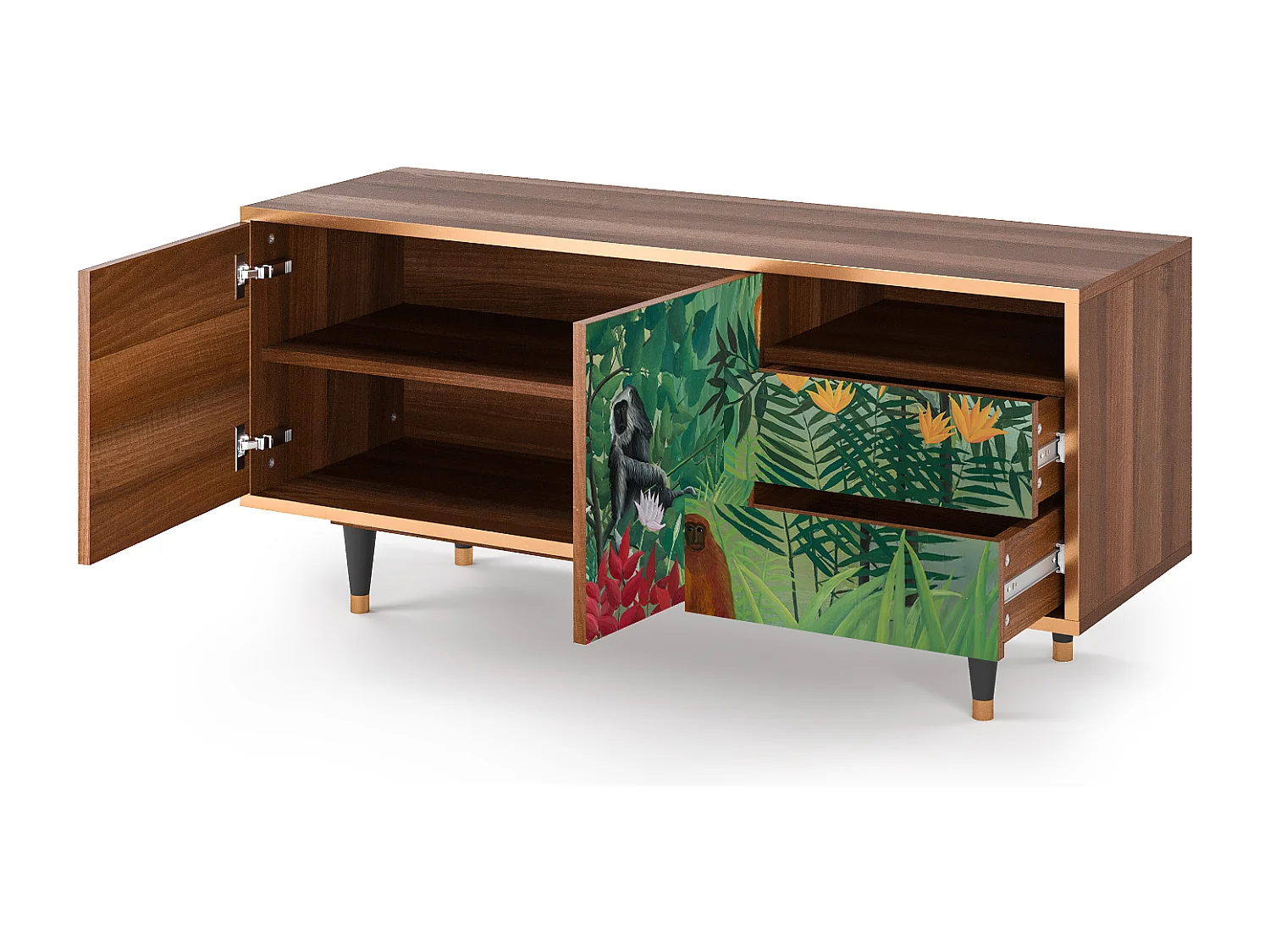 Mueble de TV - 125х56х41 cm - T7 - Jungles in Paris, Nogal