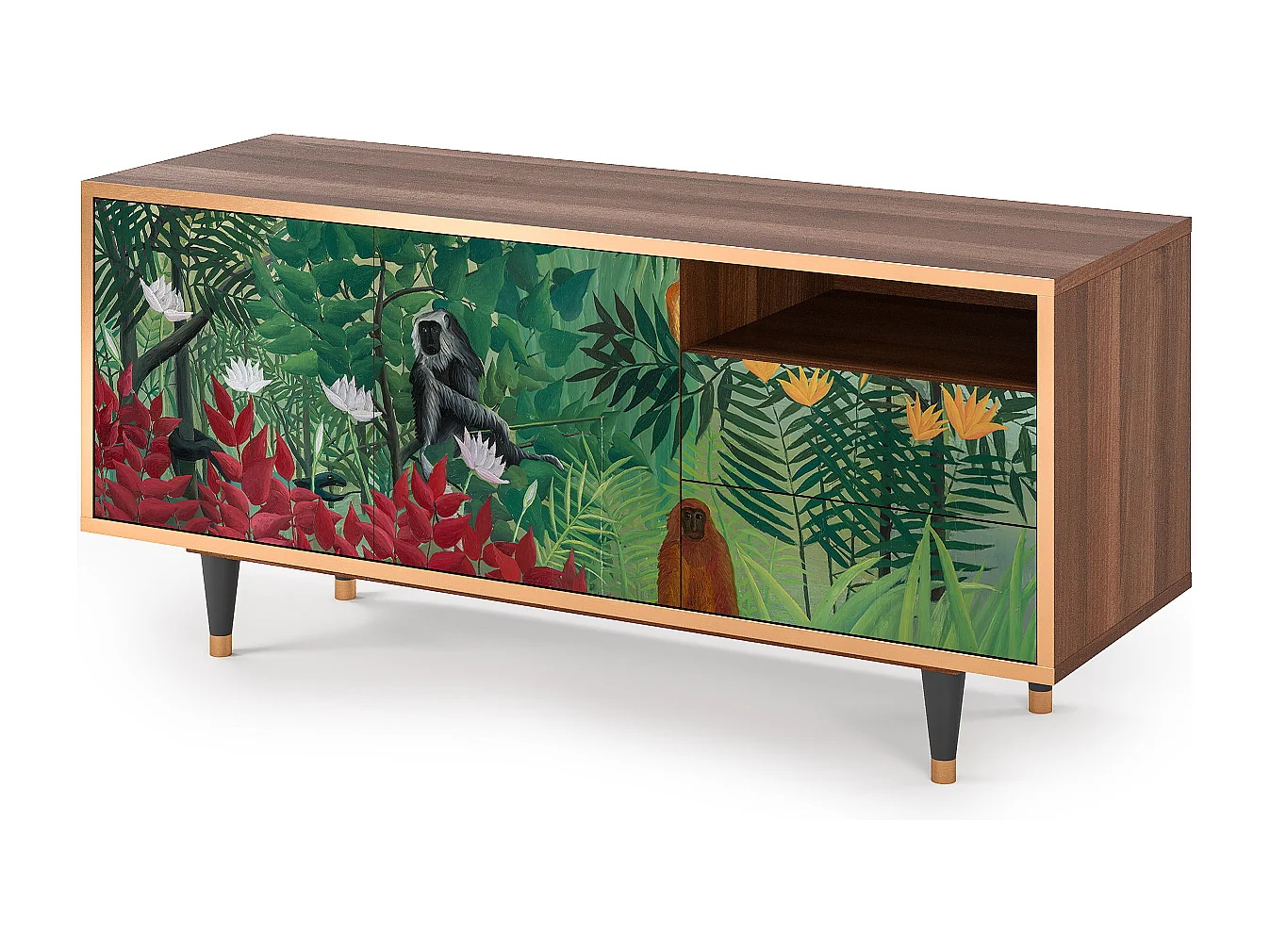 Meuble TV - 125х56х41 cm - T7 - Jungles in Paris, Noyer