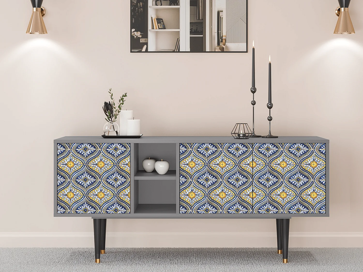 TV-meubel - 150х69х41 cm - T5 - Illusory Pattern, Grijs