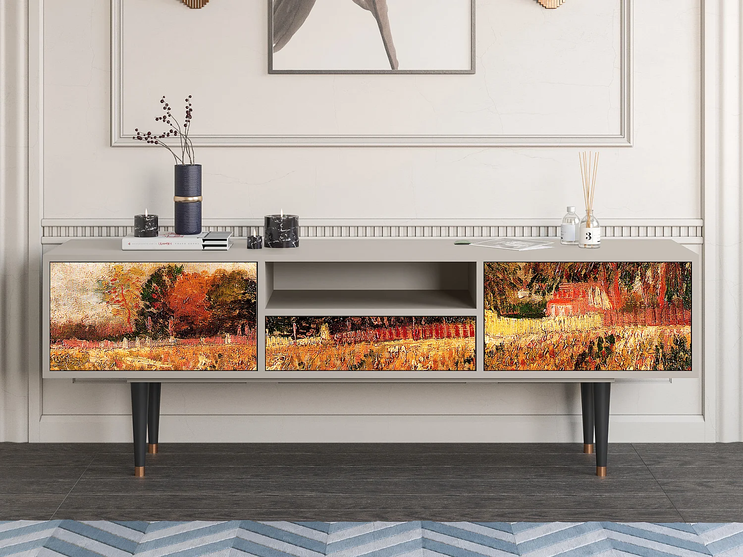 Szafka RTV - 170х59х41 cm - T6 - The Banks, Piaskowy