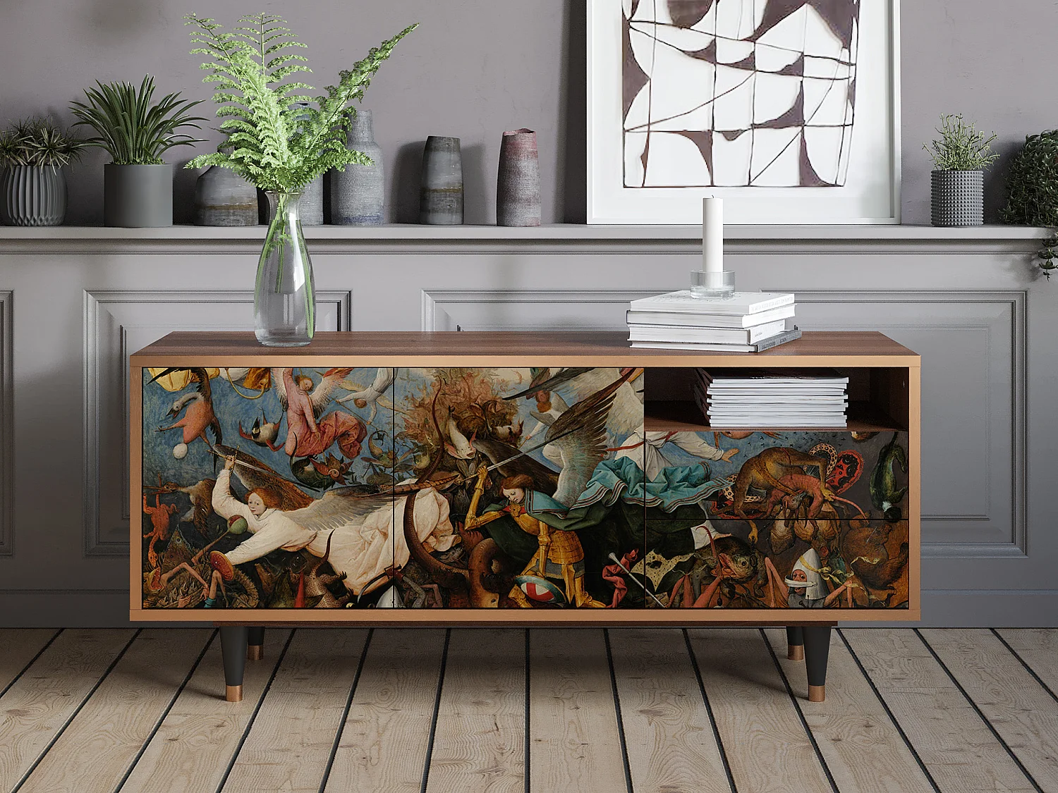 TV-meubel - 125х56х41 cm - T7 - The Fall, Walnoot