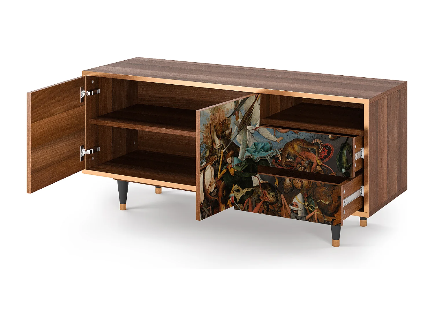 TV-meubel - 125х56х41 cm - T7 - The Fall, Walnoot