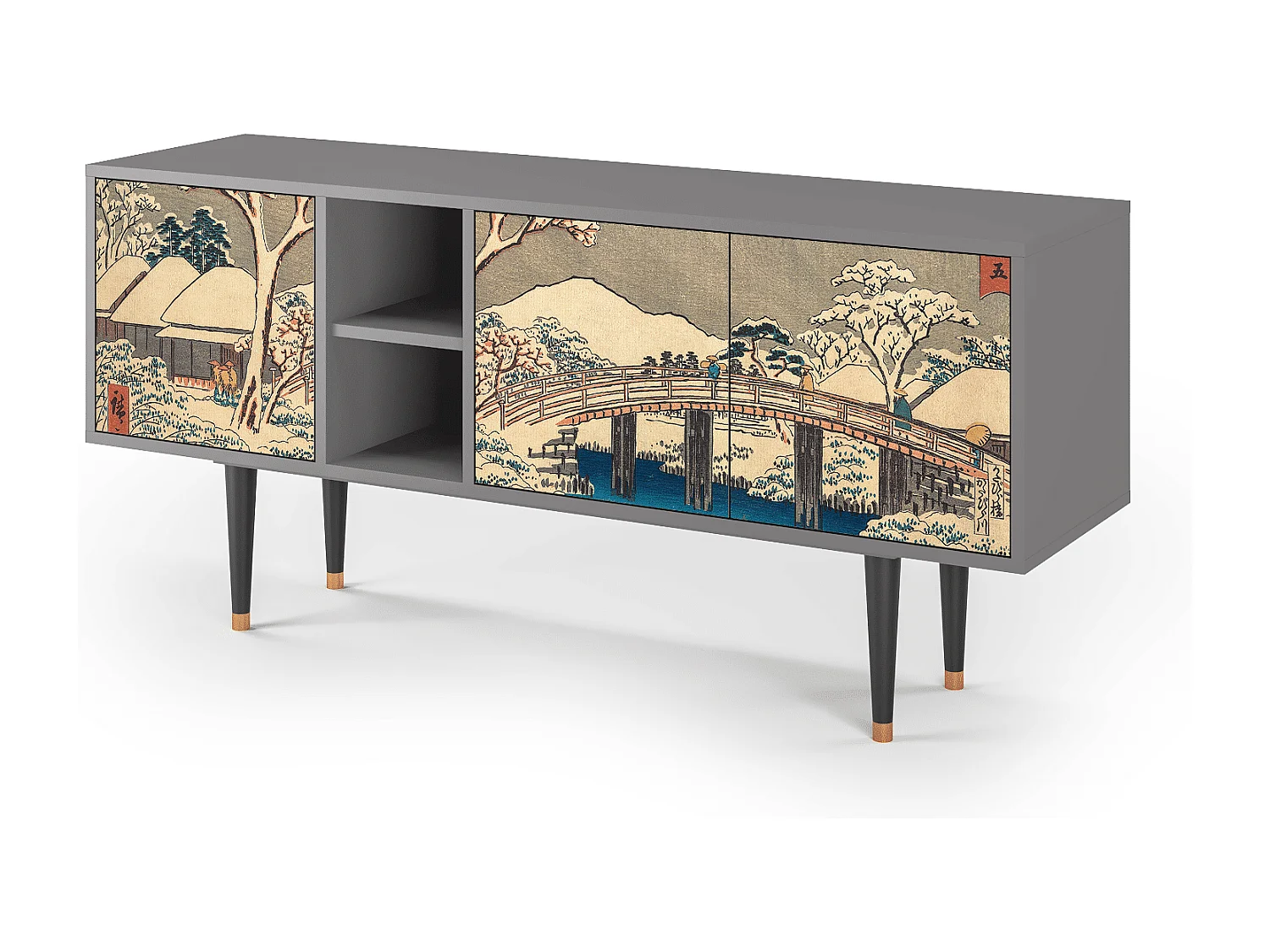 Meuble TV - 150х69х41 cm - T5 - Katabira River, Gris