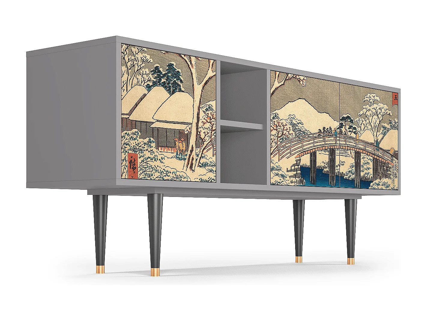 Meuble TV - 150х69х41 cm - T5 - Katabira River, Gris