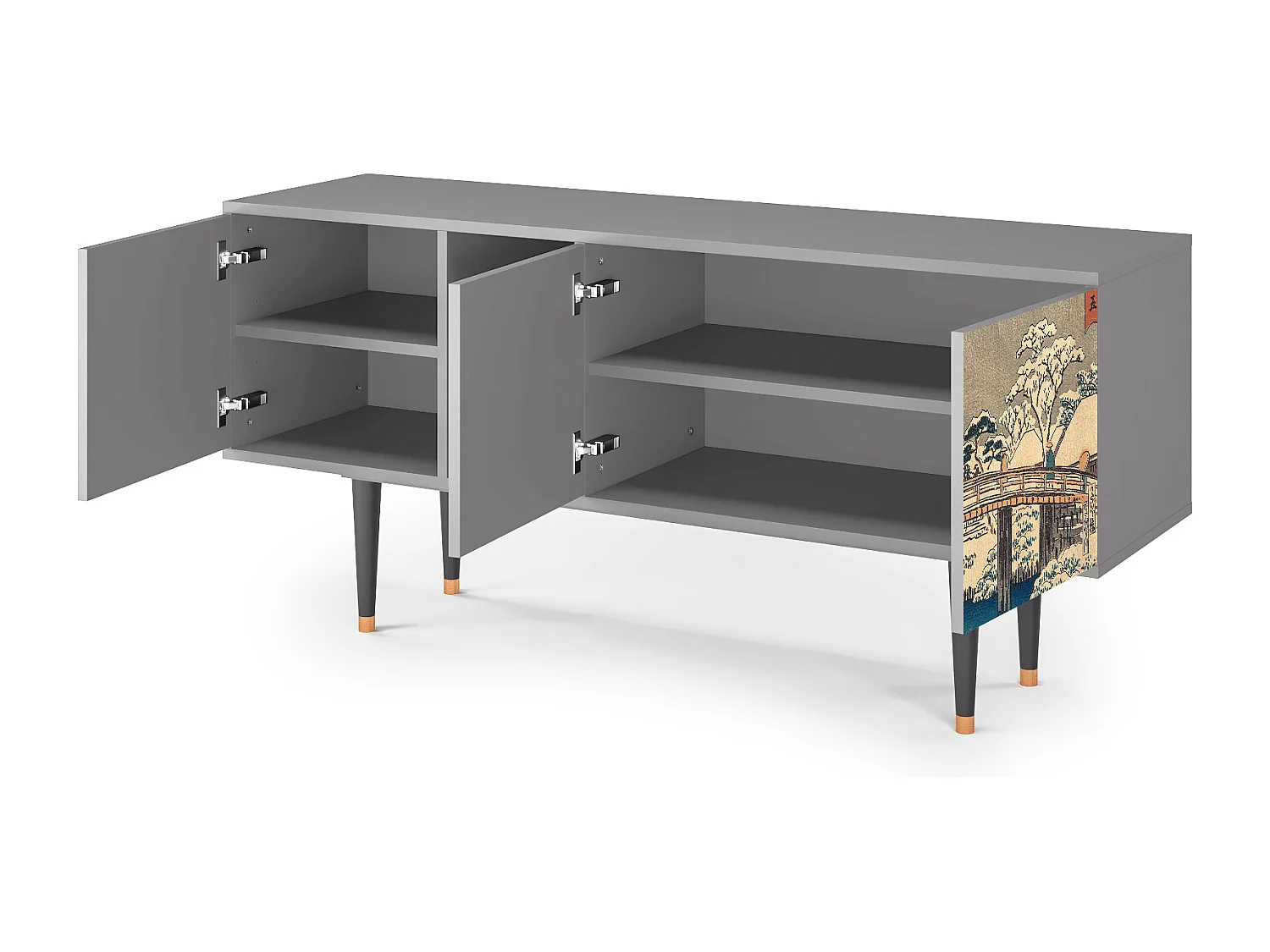 Meuble TV - 150х69х41 cm - T5 - Katabira River, Gris