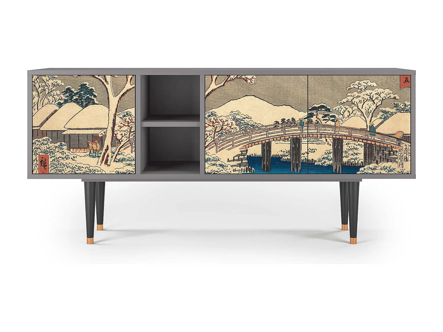 Meuble TV - 150х69х41 cm - T5 - Katabira River, Gris