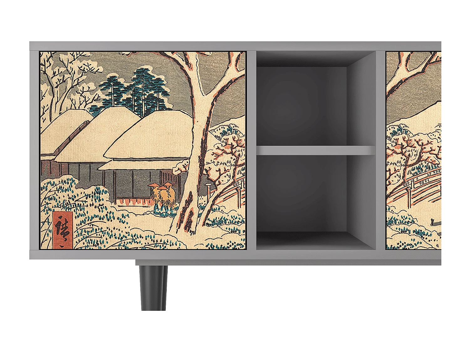 Meuble TV - 150х69х41 cm - T5 - Katabira River, Gris