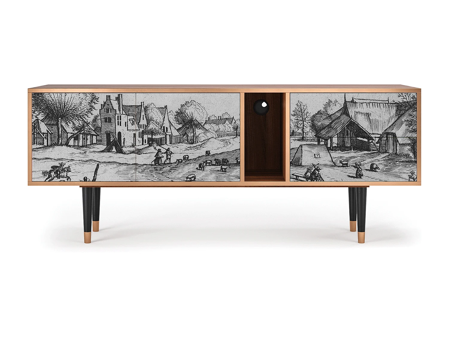 Meuble TV - 170х69х48 cm - T1 - Country Village, Noyer