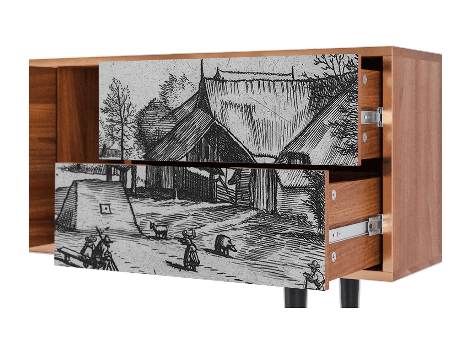 Mobile TV - 170х69х48 cm - T1 - Country Village, Noce