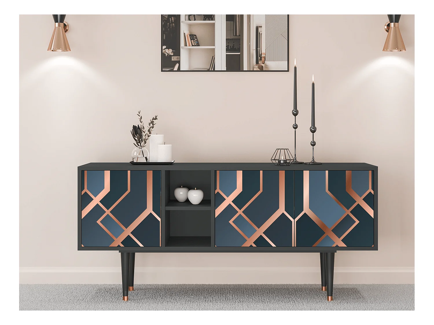 Meuble TV - 150х69х41 cm - T5 - Ashy 1920', Anthracite