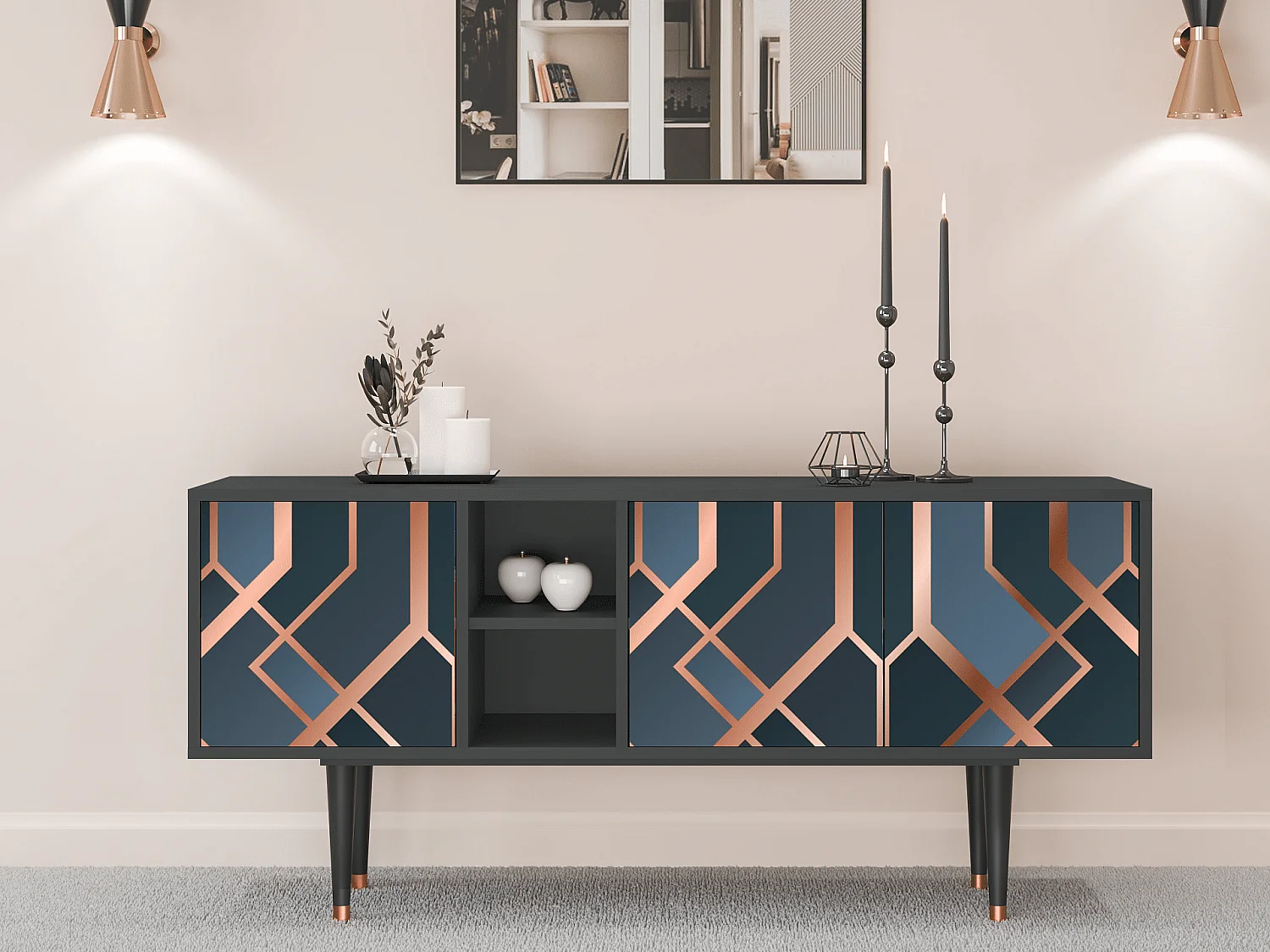 Meuble TV - 150х69х41 cm - T5 - Ashy 1920', Anthracite