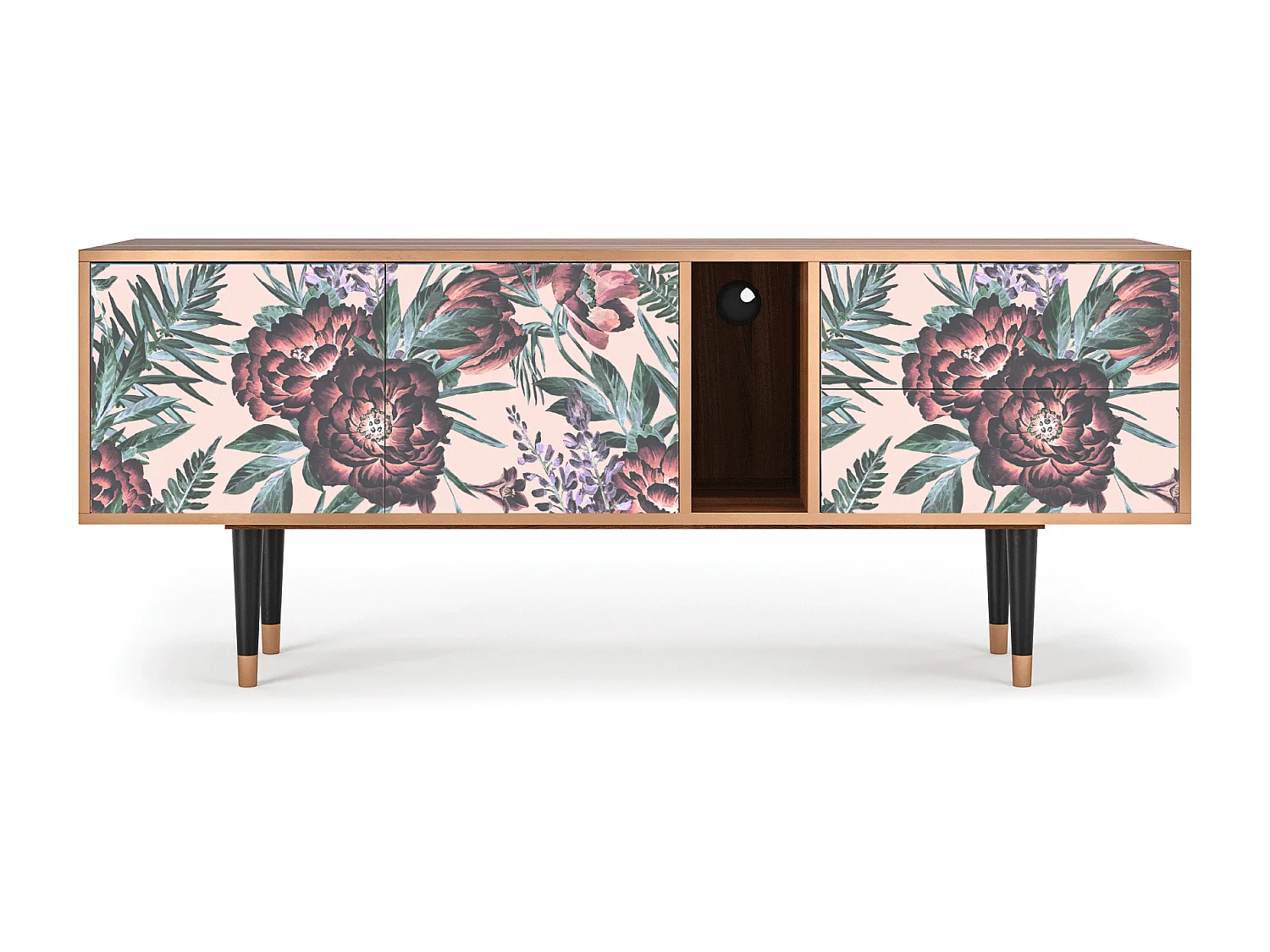 Mueble de TV - 170х69х48 cm - T1 - Peach Peonies, Nogal